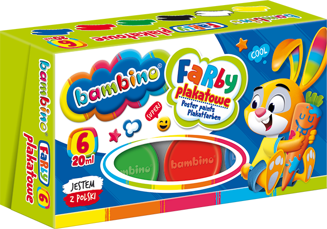 Farby plakatowe BAMIBNO 6kol. 20ml. St.Majewski